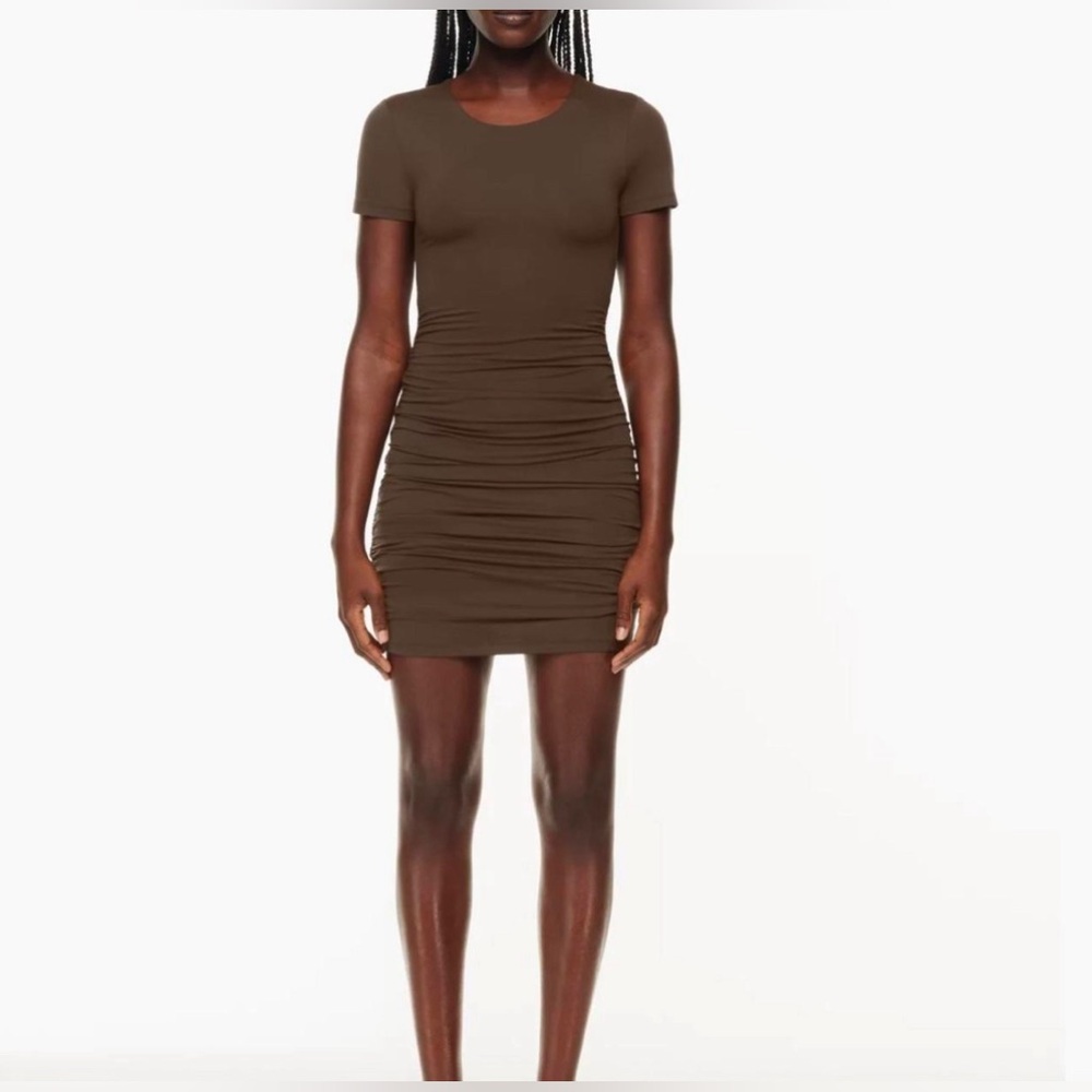 NWT Aritzia short sleeve Babaton Contour Dress! Beautiful chocolate brown.